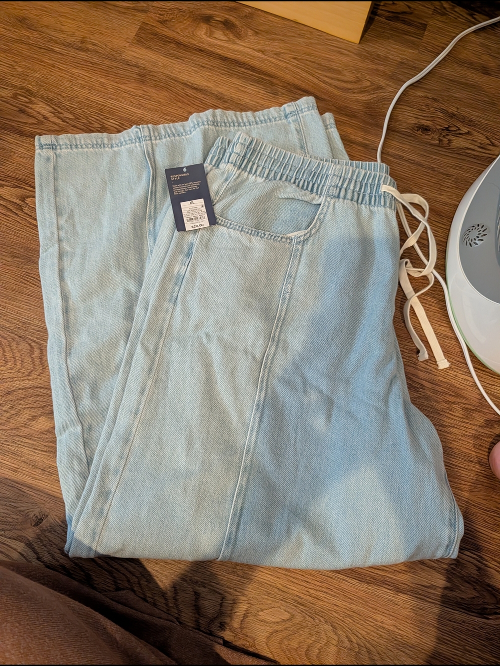 Light Blue Womans Denim Jeans - Drawstring Waist